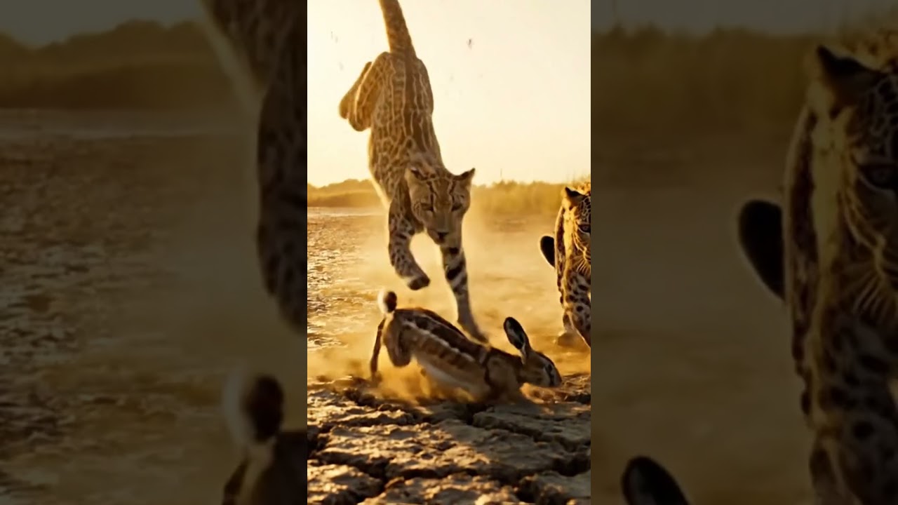 Unbelievable twist! 🤯 A shocking animal alliance! 🐆🐇 