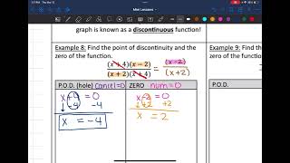 Mini Lesson: Points of Discontinuity (Holes) and Zeros of Rational Equations