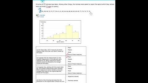 Mean, median, and mode - comparisons, Elementary Statistics in ALEKS
