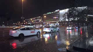 Rainy and windy Friday night in Helsinki City Center (October 2023)