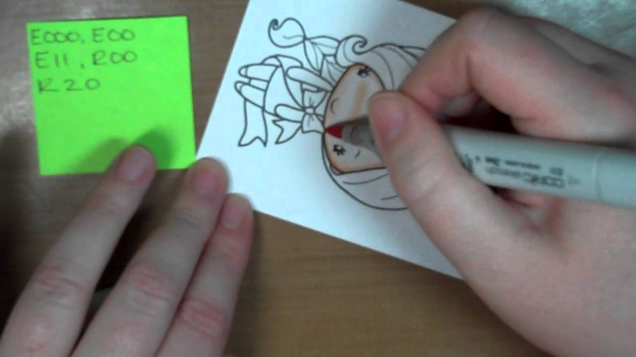 Copic coloring of an image with no nose - YouTube