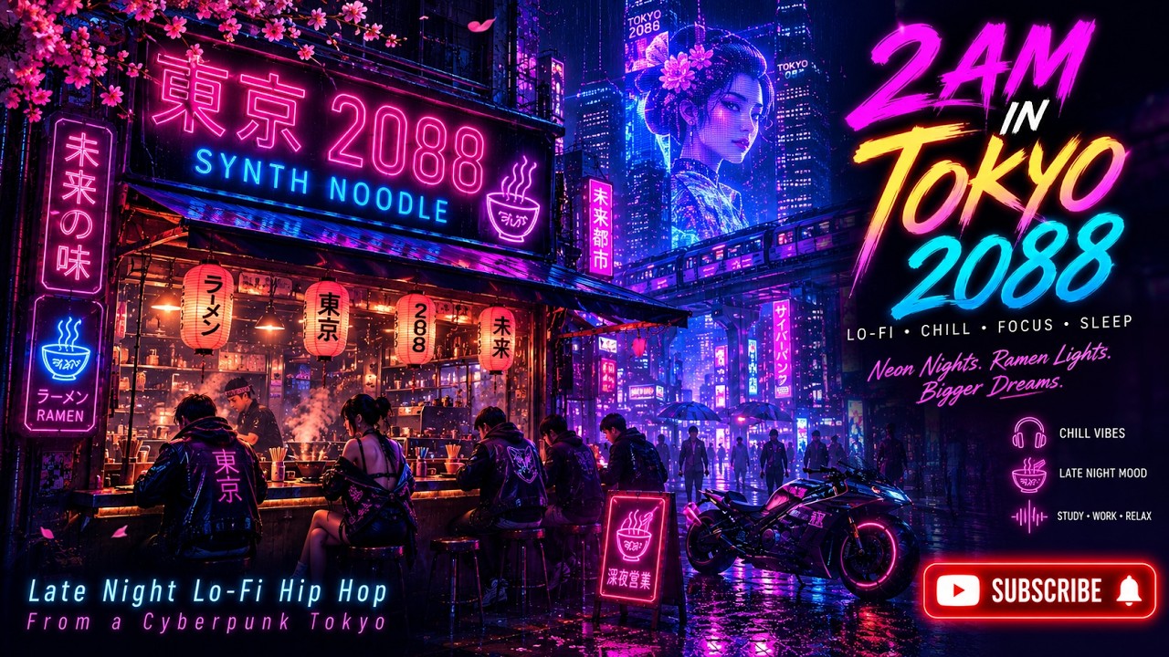2AM in Tokyo 2088 🍜🌧️ | Cyberpunk Synth Noodle Shop | Lo-Fi