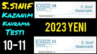 5Sinif Matemati̇k Kazanim Kavrama Testi̇ 10-11 Yeni̇ 2023 Kesi̇rlerde İşlemler