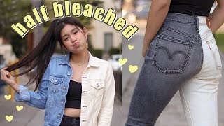 HOW I HALF BLEACHED MY JEANS AND JACKET (TRYING TIKTOK TRENDS)