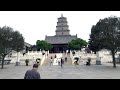 The Big Goose Pagoda in Xi'an, China, and the Buddhist temple surrounding the pagoda.