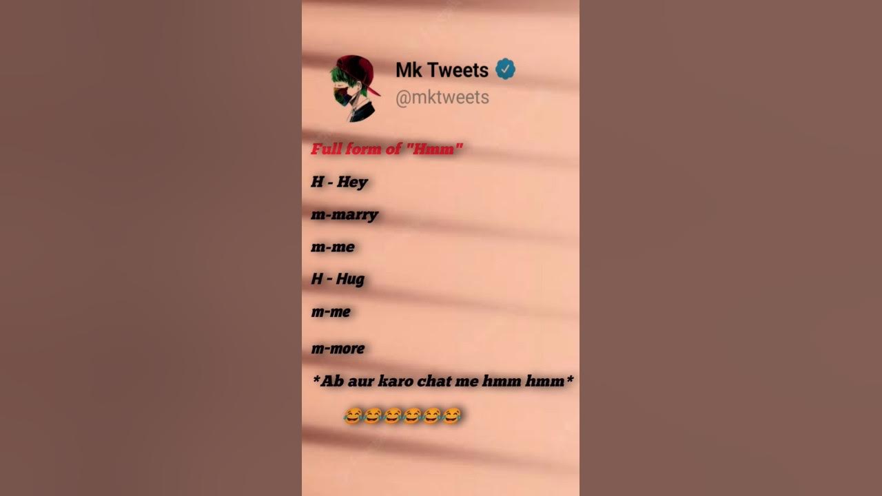 Full Form Of Hmm shorts tweetreels tweetshorts tweet tweets full-form-of-hmm-funny-funnyshorts-funnyvideo-fullform