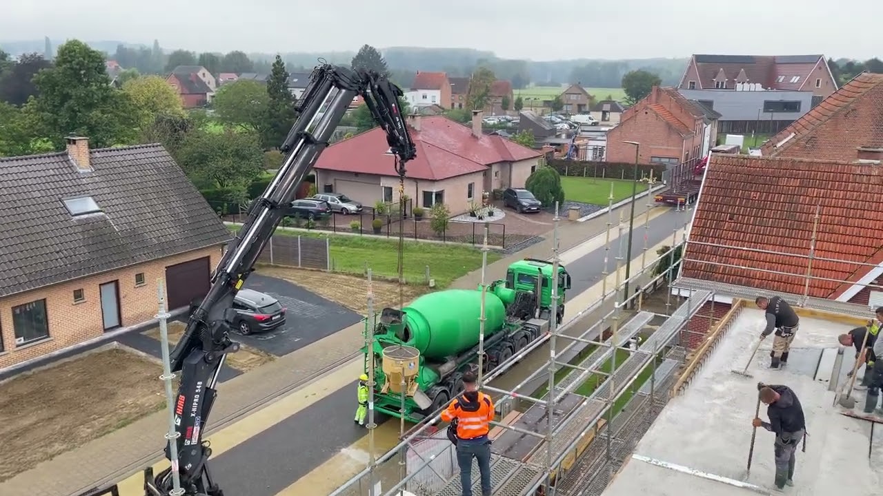 💥Epic Concrete Pour with Crane 💯– Watch the Precision in Action! #viralvideo #truck #construction