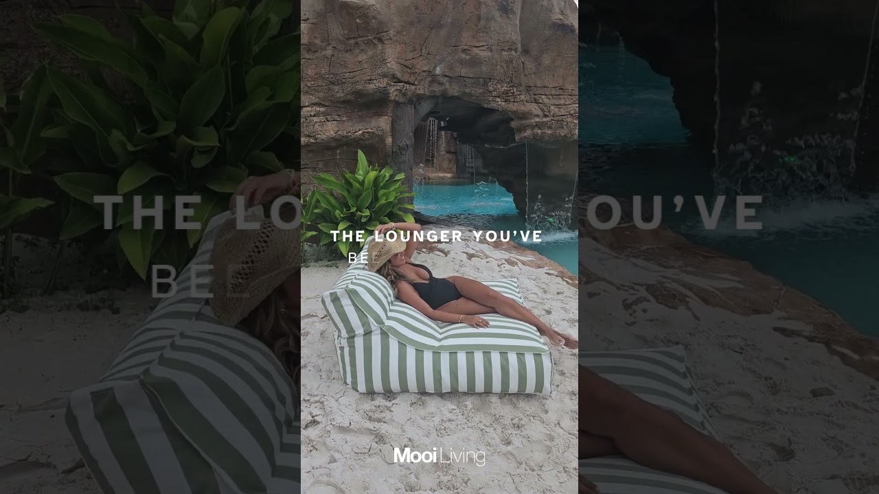 Sage Green Stripe Lana Lounger Float Bean Bag – Relax in Style, On Land or Water