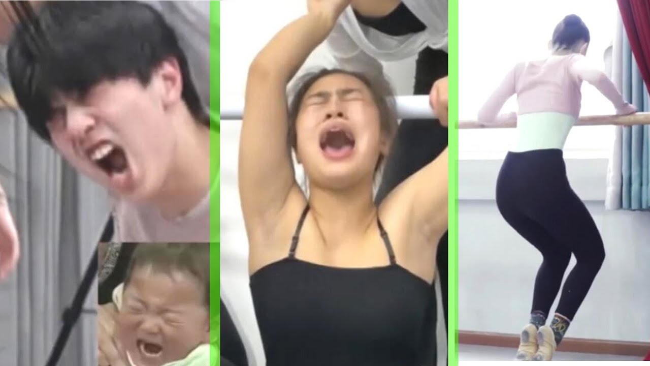 軟開拉筋的痛苦表情都一樣：眉頭緊鎖，口張很大！舞蹈健身瑜伽軟開強制拉筋劈叉訓練-第39集；Fitness. Do The Splits. Flexibility Challenge. Painful.
