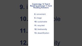 Cambridge 12 Test 5 Reading Passage 1 Cork Reading Answers 02.10.2025