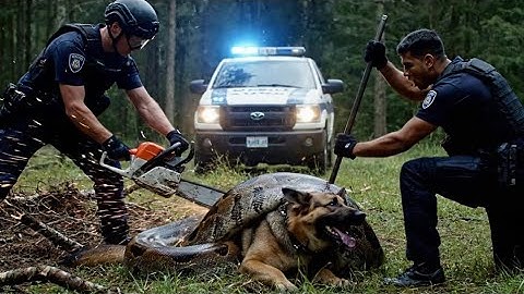 Fearless Rescue Team Confronts Giant Python to Save a Dog