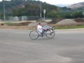 Rearwheelsteering recumbent bike prototype testing