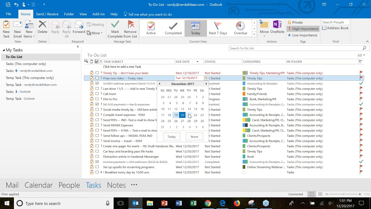 how to set up a task in outlook