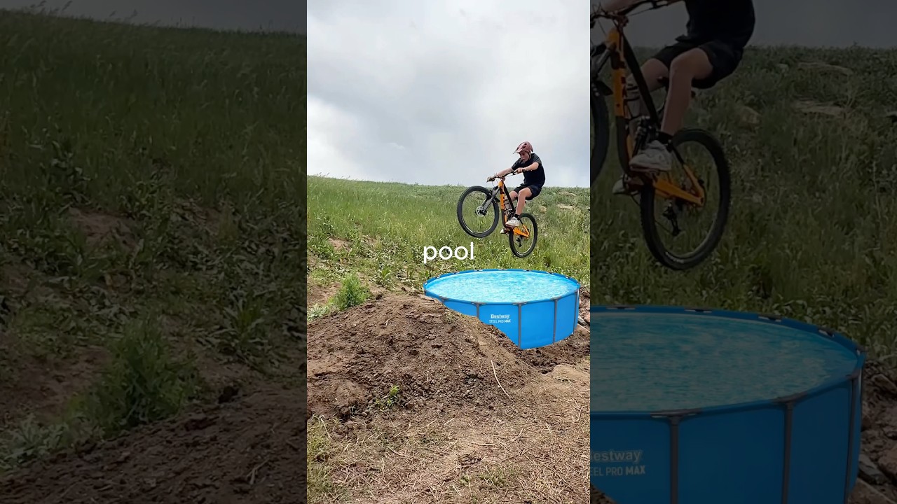 🤯I Built a Pool Between My Gap Jump!!! #mtb #ebike #stunt