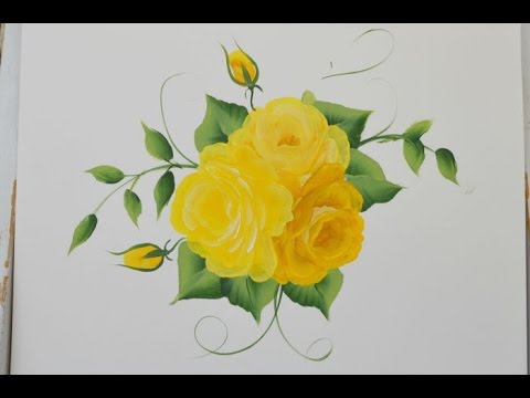 Paint Yellow Roses one stroke at a Time - YouTube