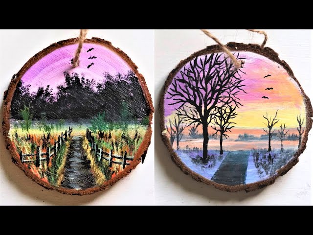 Wood slice painting ideas: 25 floral wood slice painting & acrylic painting  on wood slices