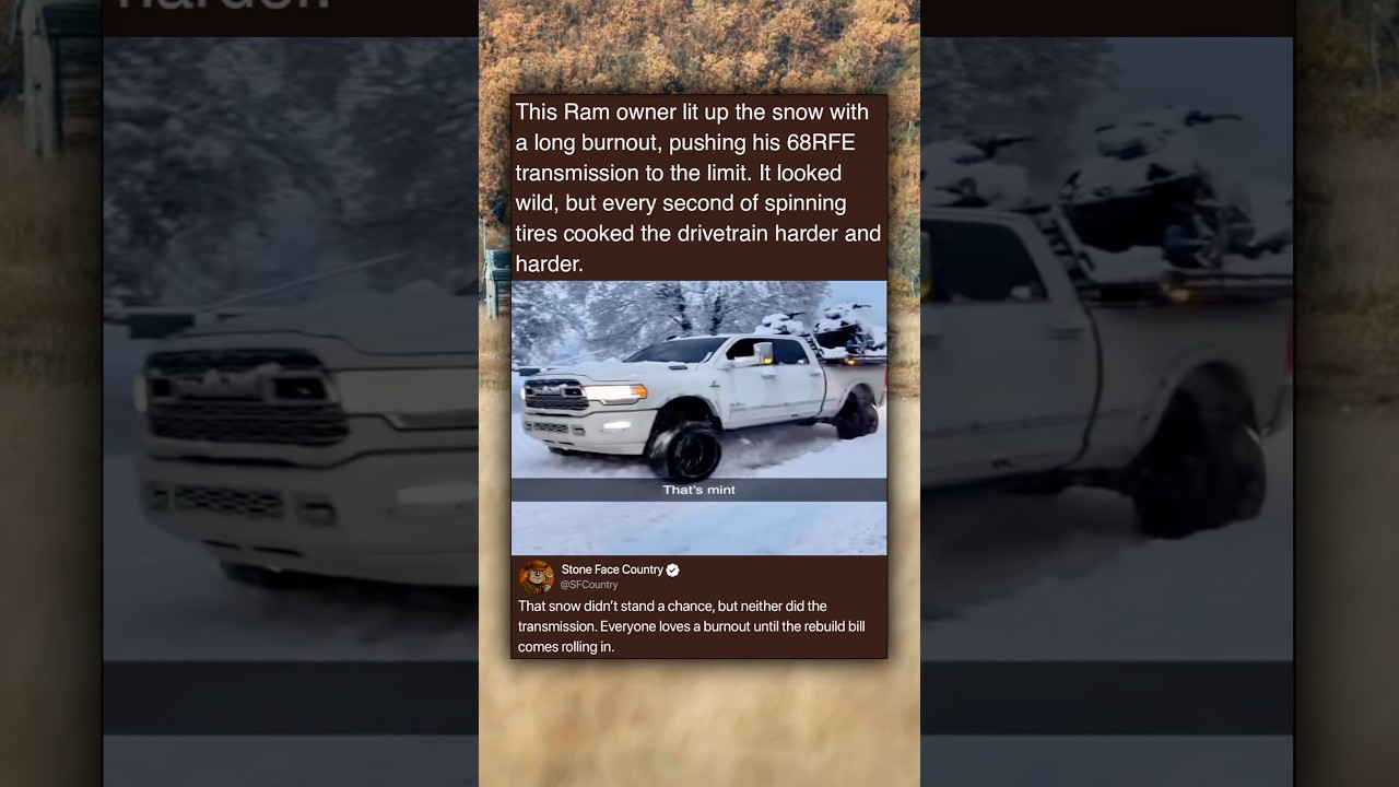 This Ram owner lit up the snow with a long burnout, pushing his 68RFE transmission to the limit.