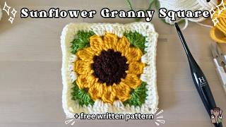 Easy Sunflower Granny Square Crochet Tutorial