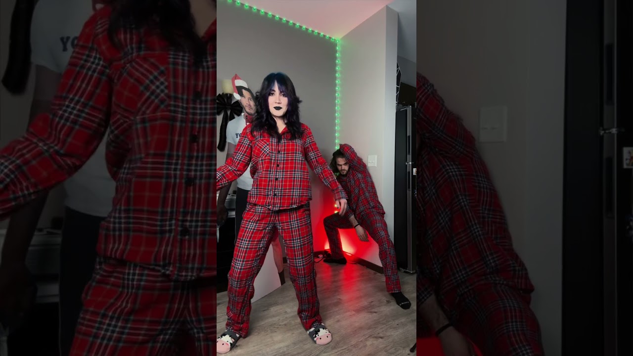 Matching Christmas PJs with my Bestie🎄 #christmas #dance #gothic #gothicgirl #goth #gothgirl