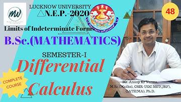 B.A./B.Sc.(Mathematics) Part-I : SEMESTER-I |Differential Calculus| Indeterminate Forms  Ex| Lec.-48
