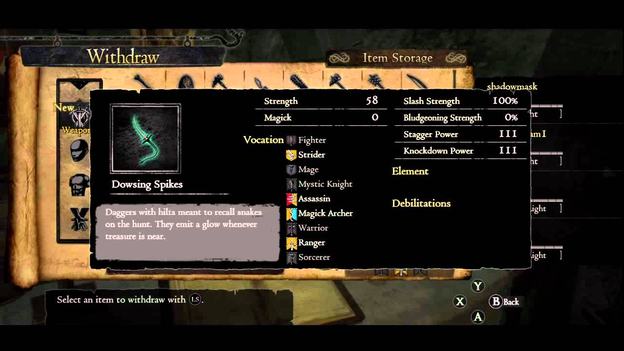 Dragon's Dogma - Debilitator Weapon's Pack stats overview