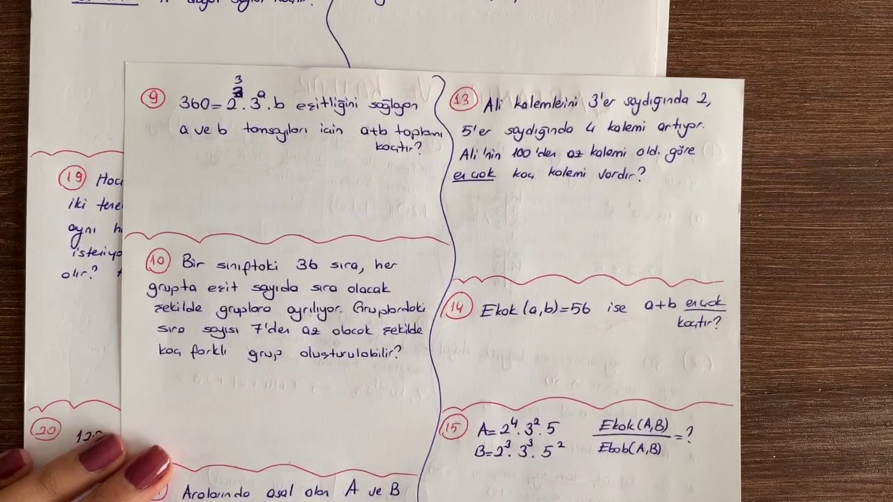8.sınıf Çarpanlar ve Katlar kısa tekrar soru çözüm örnekleri 1 - YouTube