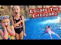 Escape The Lifeguard!!! Dad Sinks to the Bottom of the Pool!