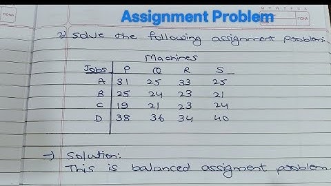 Assignment Problem #mba #Operation Research #exam #DS