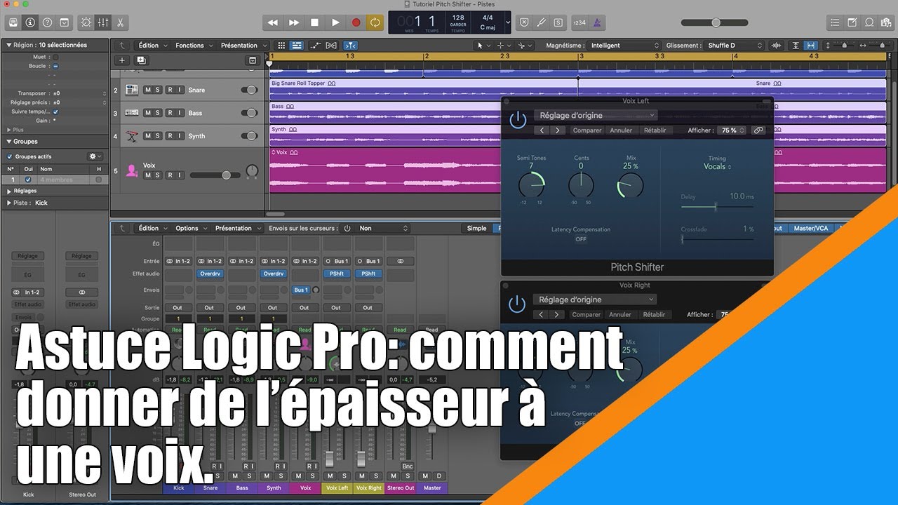 Tutoriel Logic Pro X (en Français) comment donner de l'épaisseur à une