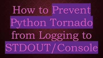 How to Prevent Python Tornado from Logging to STDOUT/Console