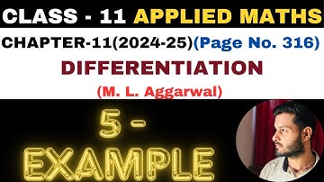 5 Example l Chapter 11 l DIFFERENTIATION l example5 Class 11th Applied Maths l M L Aggarwal 2024-25