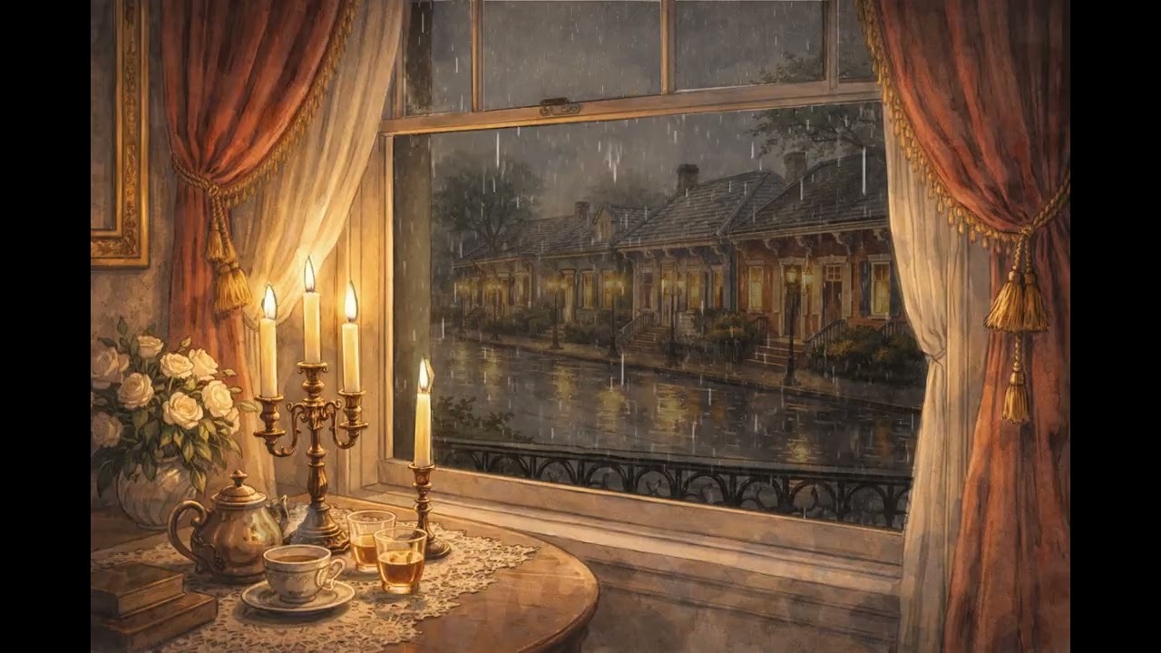 Treme Creole Cottage Rain | Candlelight & Soft Jazz | 15 Minute New Orleans Ambience