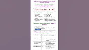 ISRO Scientist / Engineer Electronics, Mechanical and Computer Science Recruitment 2025 Apply Online