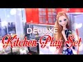 Deluxe kitchen play set  sweet home  living  modern kitchen  doll review  4k