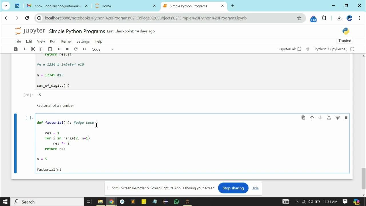 Factorial of a number using Python - YouTube