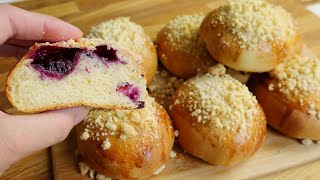 Grab some blueberries and make this delicious recipe! Fluffy and Soft Blueberry Buns screenshot 2