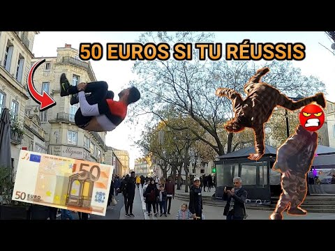 50 EUROS SI TU RÉUSSIS À FAIRE UN SALTO !!! [FLIPS IN PUBLIC]