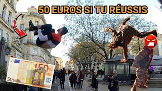 50 EUROS SI TU RÉUSSIS À FAIRE UN SALTO !!! [FLIPS IN PUBLIC]