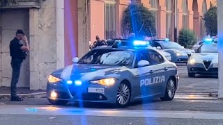 Uscita In Sirena Squadra Volante Roma Alfa Romeo Giuliaalfa Romeo Italian Police In Emergengy