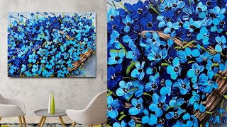 acrylic painting easy canvas flowers step beginners basket blues