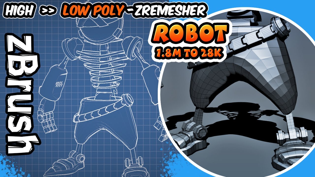 High to Low Poly Conversion with ZRemesher (zBrush Tutorial) YouTube