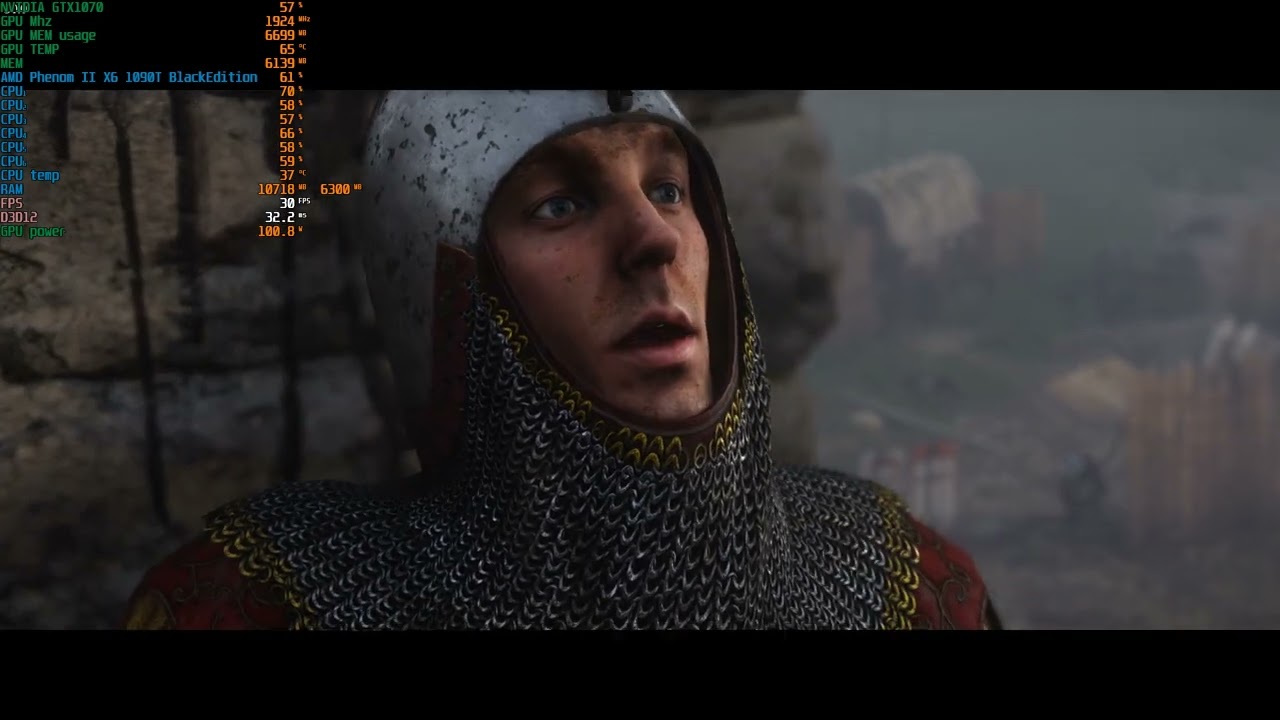 AMD Phenom II X6 1090T BlackEdition+NVIDIA GTX1070  Kingdom Come  Deliverance II  RUN TEST