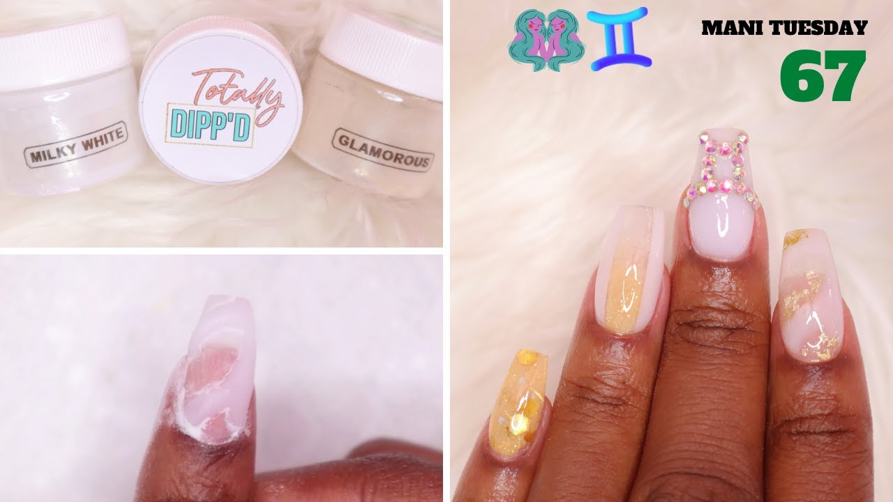 DIP POWDER WITH TIPS | ♊GEMINI NAILS USING TOTALLY DIPP'D DIP POWDERS | MANI TUESDAY