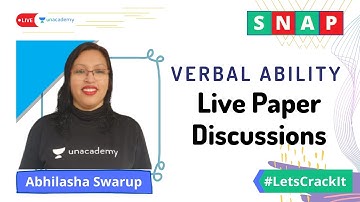 SNAP 2020 | December 20 | Live Paper Discussions | VARC | Abhilasha Swarup | Unacademy CATalyst