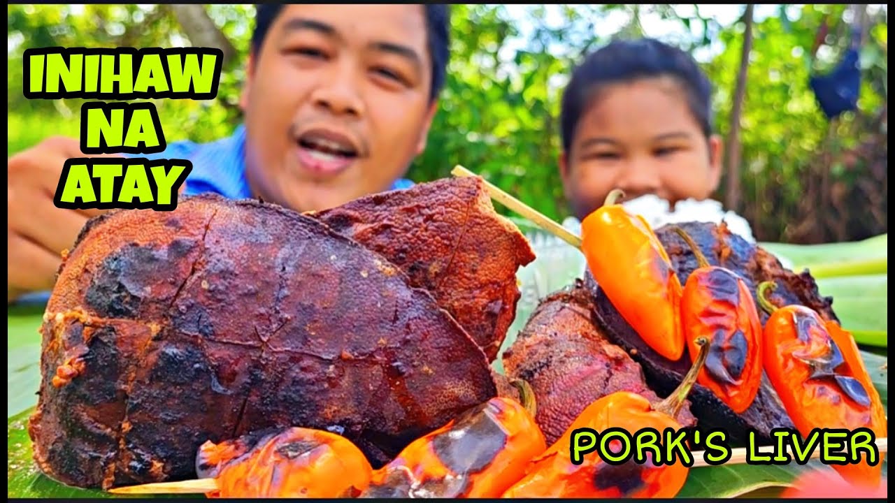 INIHAW NA ATAY MUKBANG |Cooking and eating ASMR #mukbangwithrecipe # ...
