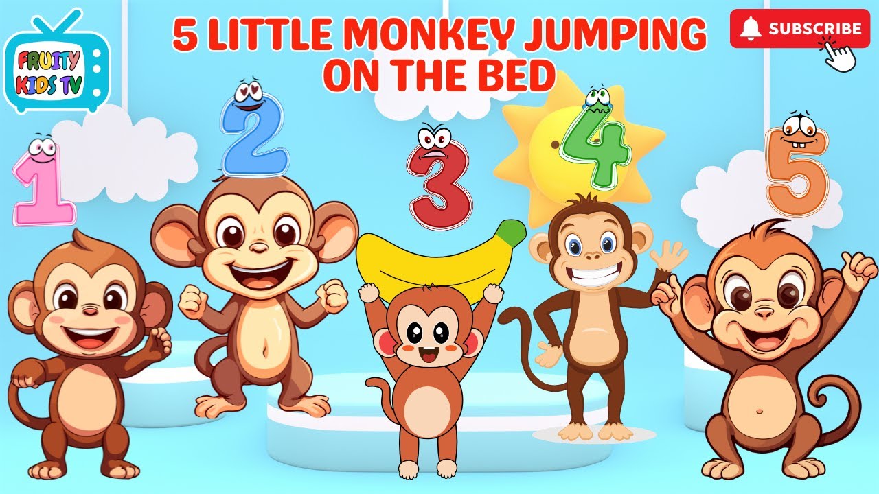 Five Little Monkeys Jumping On The Bed | Song for kids | Nursery Rhyme ...