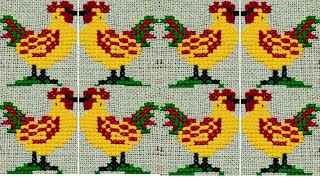 Cross stitch Hen Ason/মুরগি আসন , woollen cross stitch ason/sitting mat design.