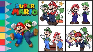 SUPER MARIO Coloring Book Compilation #1 | Mario and Luigi Coloring Compilation | Speed Coloring