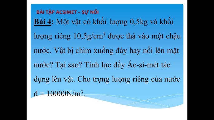 3. Bài tập Lực Đẩy Acsimet