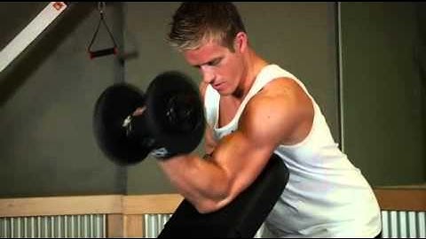 Standing One Arm Dumbbell Curl Over Incline Bench